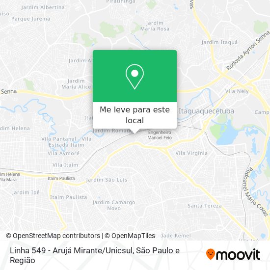 Linha 549 - Arujá Mirante / Unicsul mapa