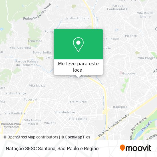 Natação SESC  Santana mapa