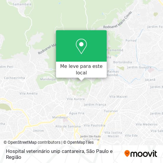 Hospital veterinário unip cantareira mapa