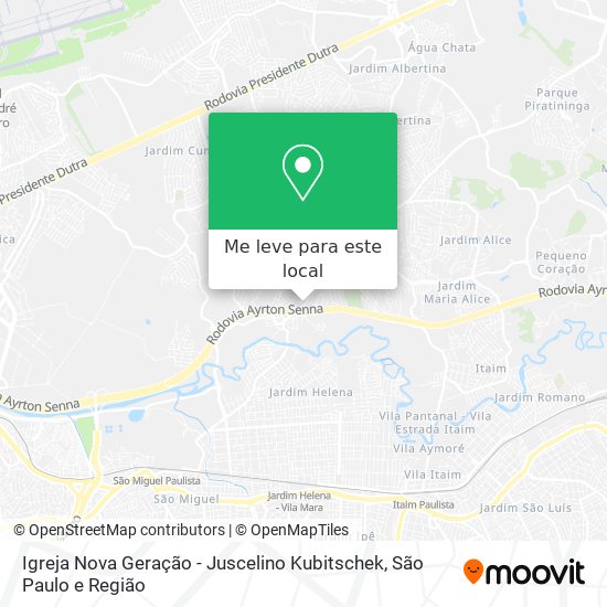 Igreja Nova Geração - Juscelino Kubitschek mapa