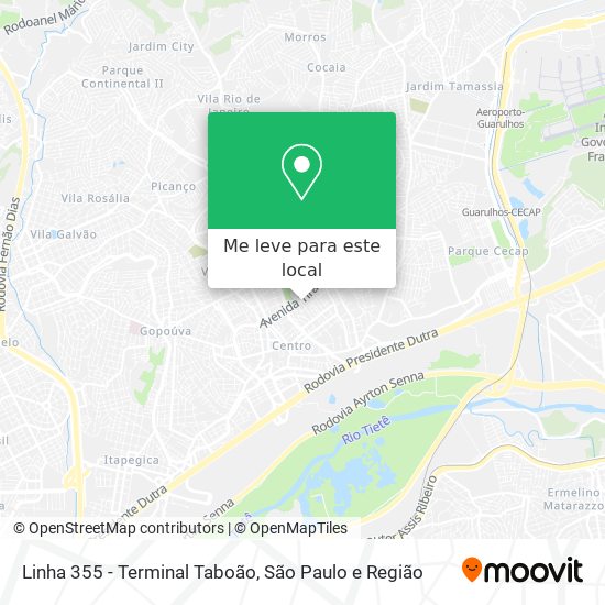 Linha 355 - Terminal Taboão mapa