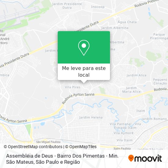 Assembléia de Deus - Bairro Dos Pimentas - Min. São Mateus mapa