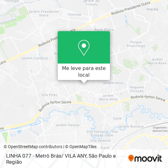 Como chegar até LINHA 077 - Metrô Brás/ VILA ANY em Guarulhos de Ônibus ou  Trem?