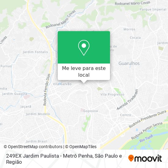 249EX Jardim Paulista - Metrô Penha mapa
