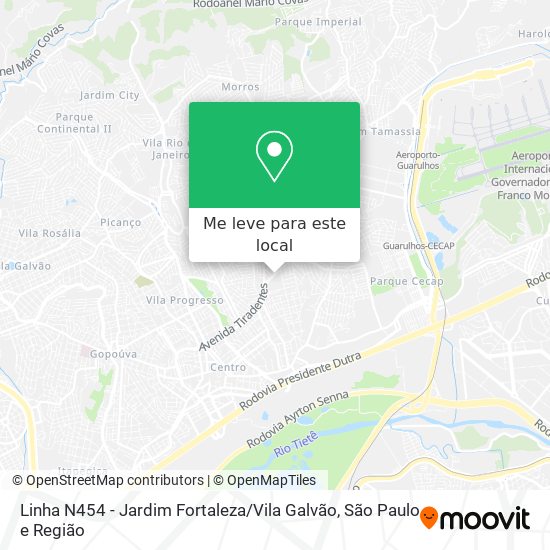 Linha N454 - Jardim Fortaleza / Vila Galvão mapa