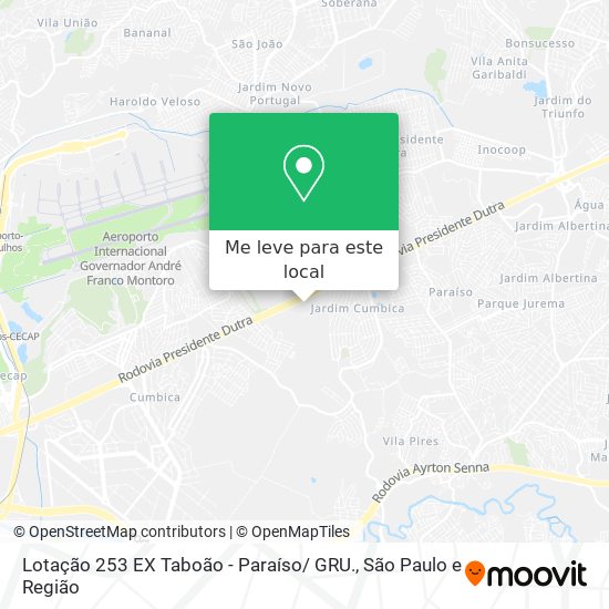 Lotação 253 EX Taboão - Paraíso/ GRU. mapa
