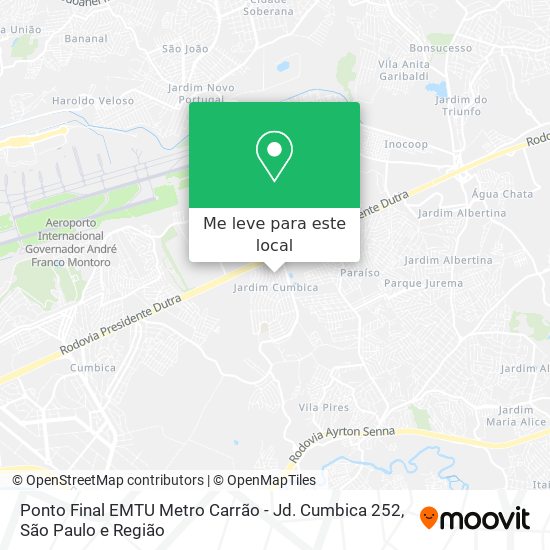 Ponto Final EMTU Metro Carrão - Jd. Cumbica 252 mapa