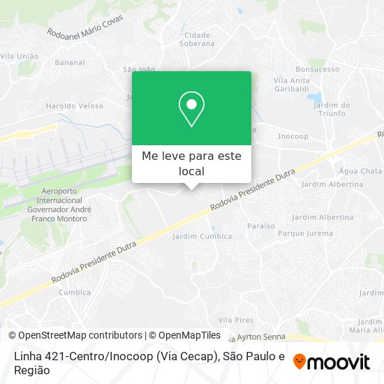 Linha 421-Centro / Inocoop (Via Cecap) mapa