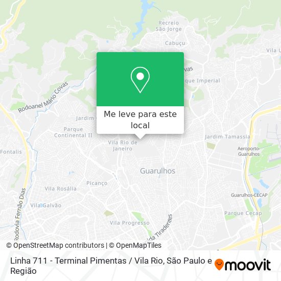 Linha 711 - Terminal Pimentas / Vila Rio mapa