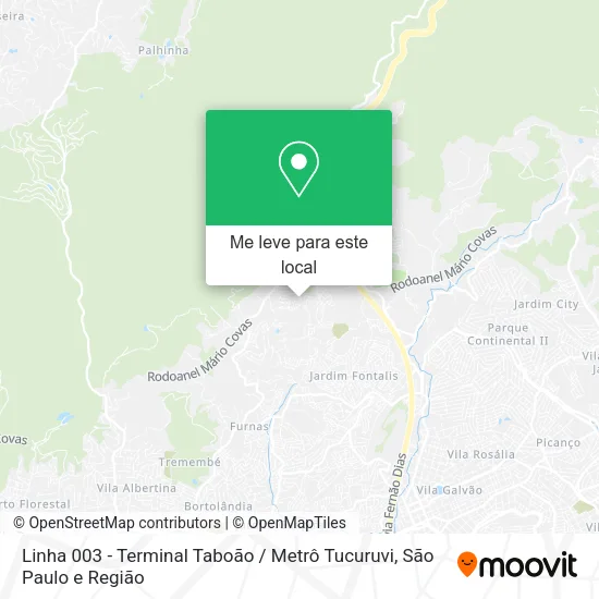 Linha 003 - Terminal Taboão / Metrô Tucuruvi mapa