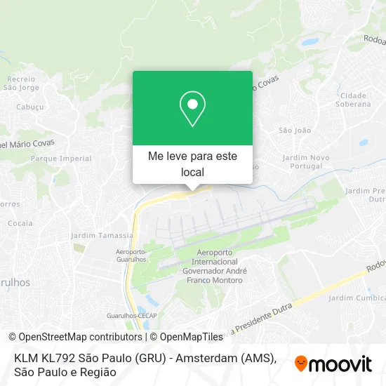 KLM KL792 São Paulo (GRU) - Amsterdam (AMS) mapa