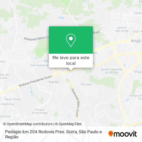 Pedágio km 204 Rodovia Pres. Dutra mapa