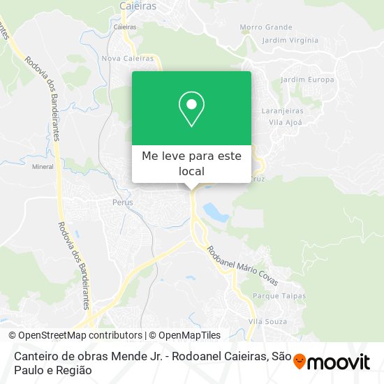 Canteiro de obras Mende Jr. - Rodoanel Caieiras mapa