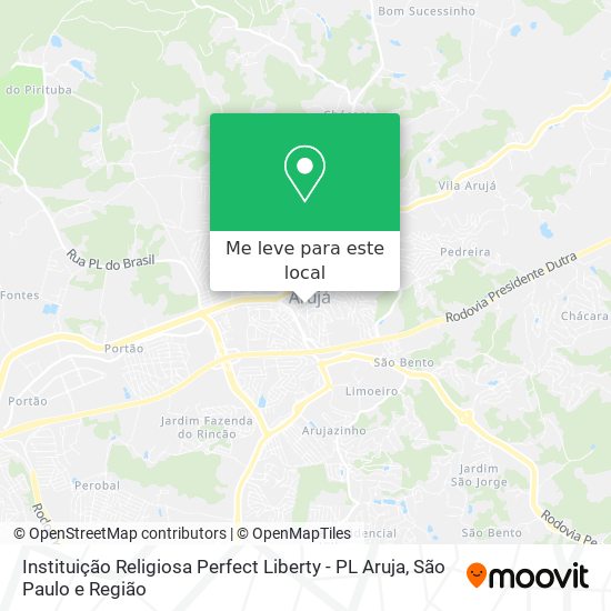 Instituição Religiosa Perfect Liberty - PL Aruja mapa