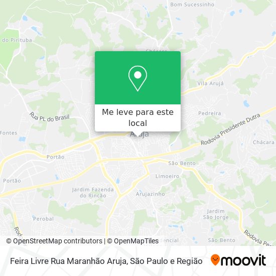 Feira Livre Rua Maranhão Aruja mapa