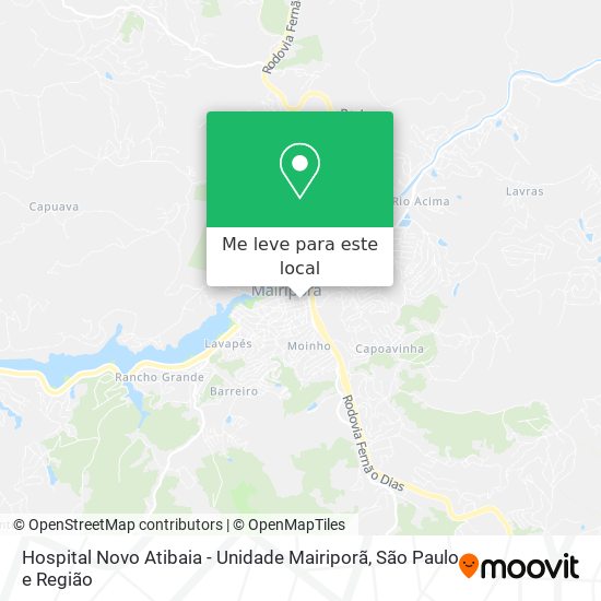 Hospital Novo Atibaia - Unidade Mairiporã mapa