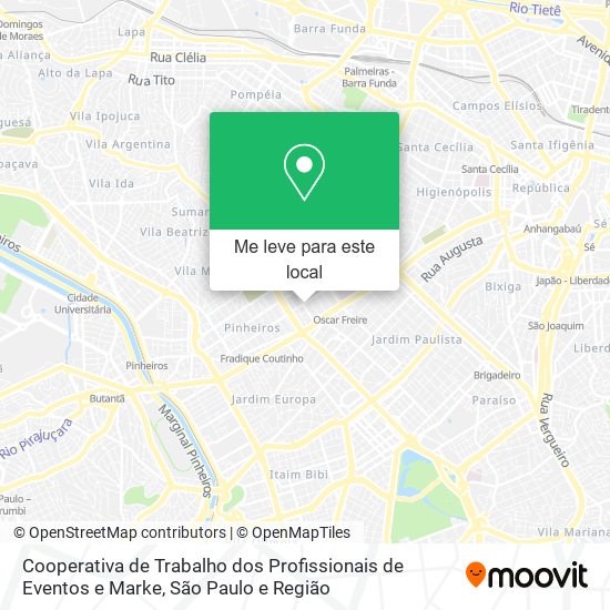 Cooperativa de Trabalho dos Profissionais de Eventos e Marke mapa