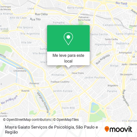 Mayra Gaiato Serviços de Psicológia mapa