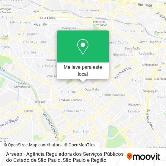 Arsesp - Agência Reguladora dos Serviços Públicos do Estado de São Paulo mapa