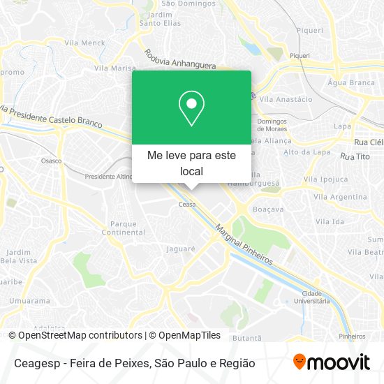 Ceagesp - Feira de Peixes mapa