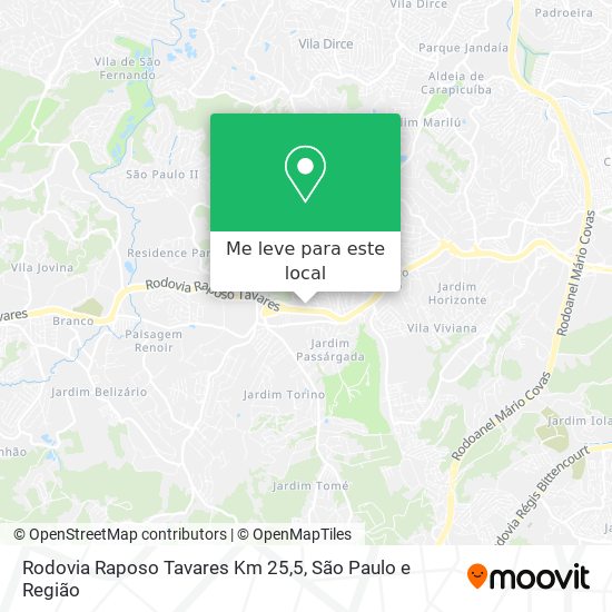 Rodovia Raposo Tavares Km 25,5 mapa
