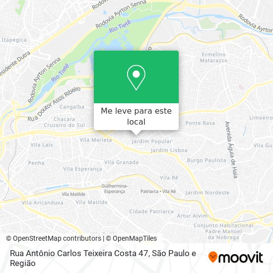 Rua Antônio Carlos Teixeira Costa 47 mapa