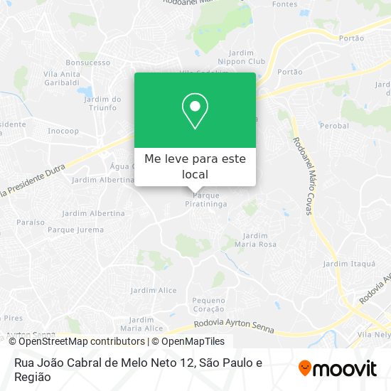 Rua João Cabral de Melo Neto 12 mapa