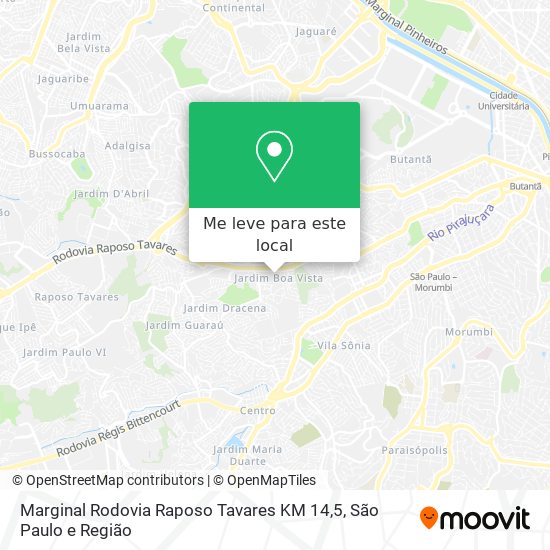 Marginal Rodovia Raposo Tavares KM 14,5 mapa