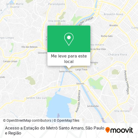Acesso a Estação do Metrô Santo Amaro mapa