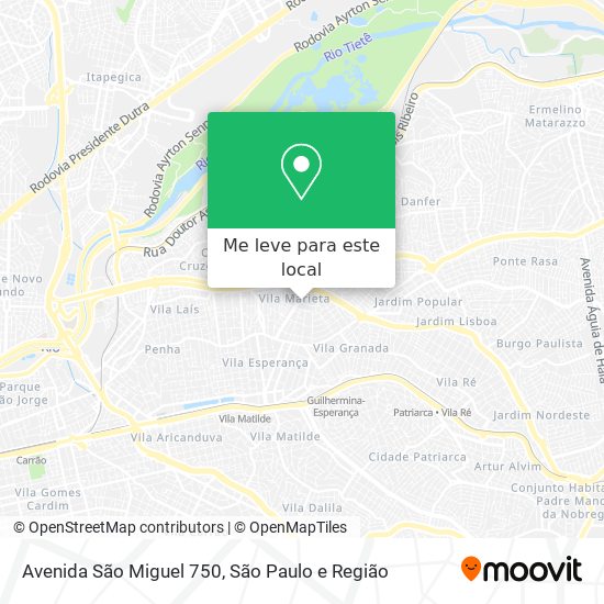 Avenida São Miguel 750 mapa