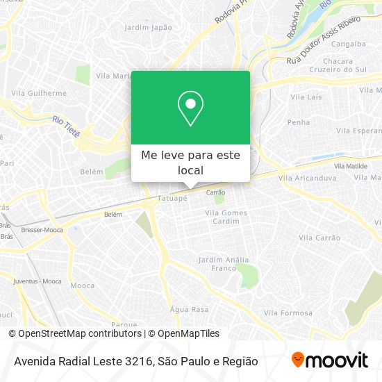 Avenida Radial Leste 3216 mapa