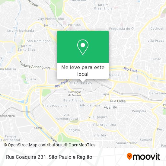 Rua Coaquira 231 mapa