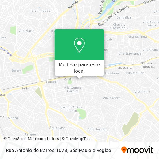 Rua Antônio de Barros 1078 mapa