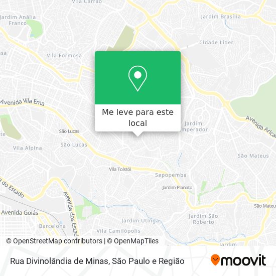Rua Divinolândia de Minas mapa