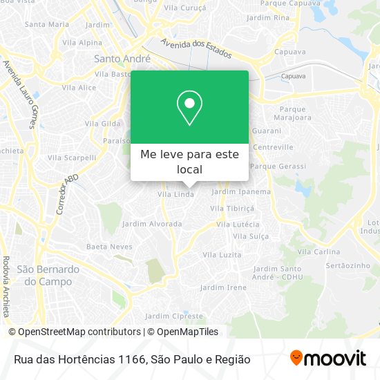 Rua das Hortências 1166 mapa