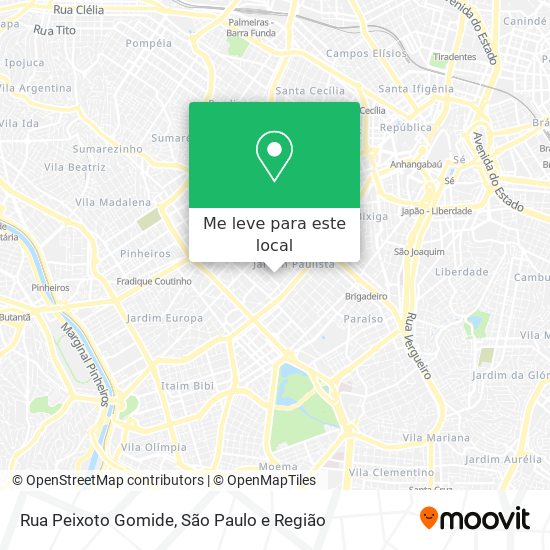 Rua Peixoto Gomide mapa
