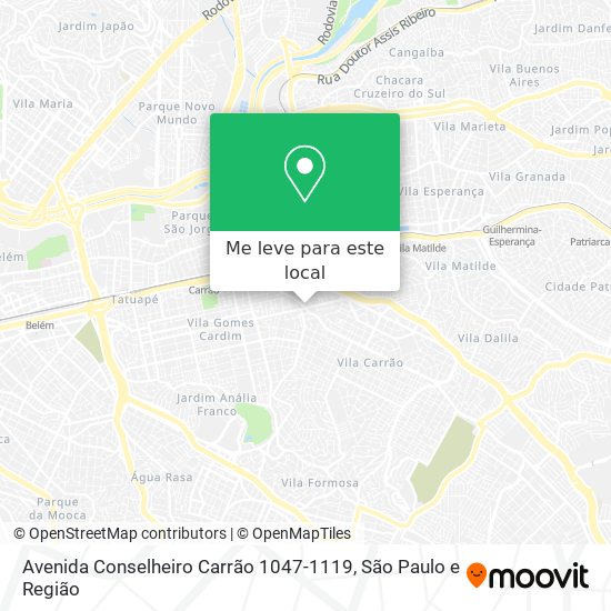 Avenida Conselheiro Carrão 1047-1119 mapa