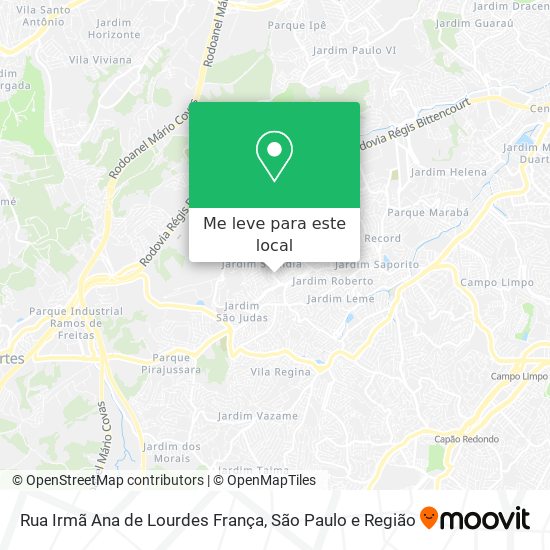 Rua Irmã Ana de Lourdes França mapa