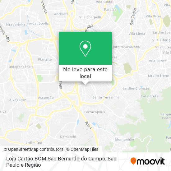 Loja Cartão BOM São Bernardo do Campo mapa