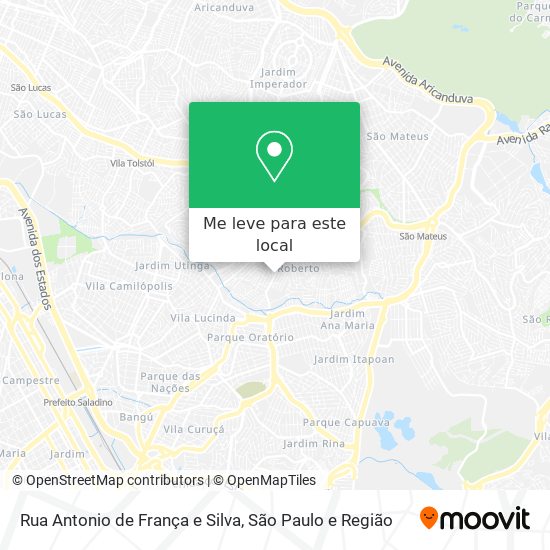 Como chegar até Rua Antonio de França e Silva em Sapopemba de Ônibus ou