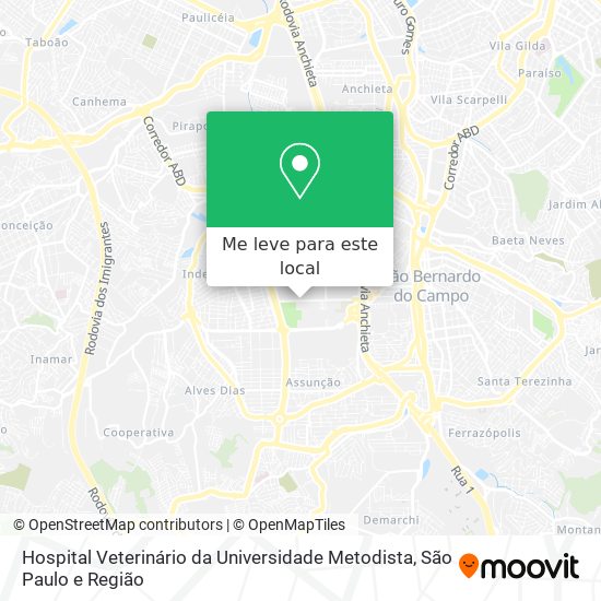 Hospital Veterinário da Universidade Metodista mapa