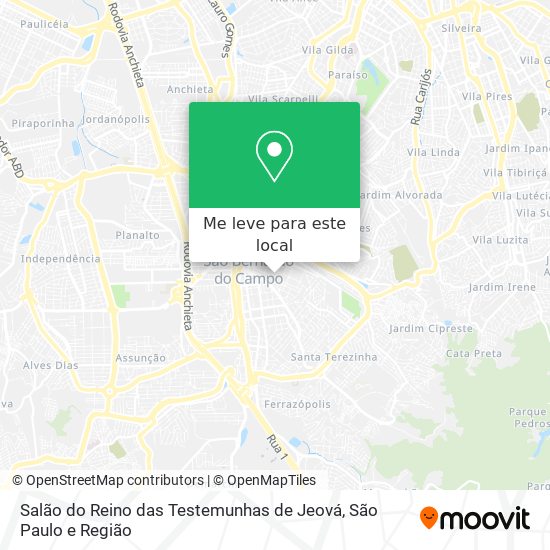 Salão do Reino das Testemunhas de Jeová mapa