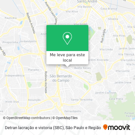 Detran lacração e vistoria (SBC) mapa