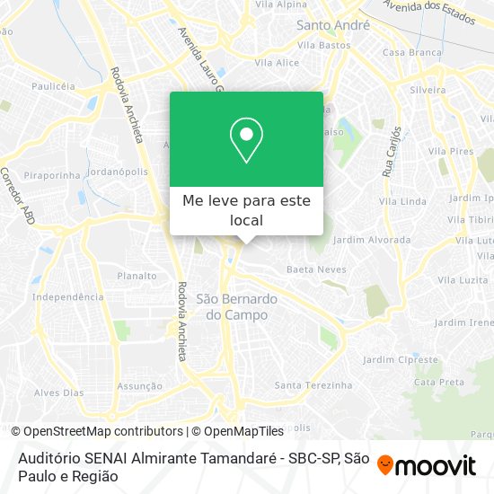 Auditório SENAI Almirante Tamandaré - SBC-SP mapa