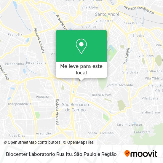 Biocenter Laboratorio Rua Itu mapa