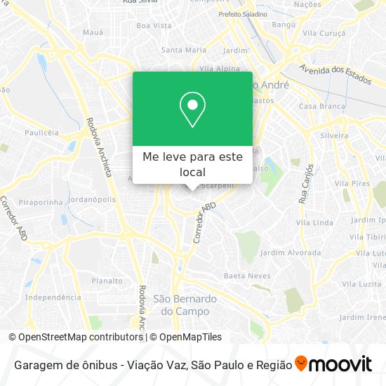 Garagem de ônibus - Viação Vaz mapa