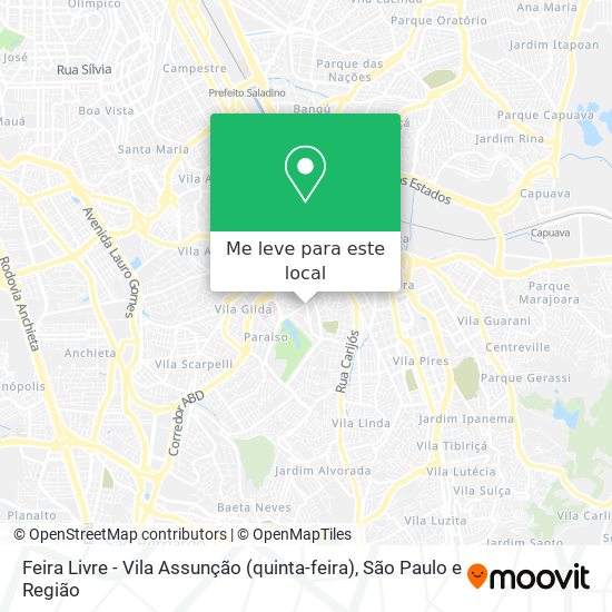 Feira Livre - Vila Assunção (quinta-feira) mapa