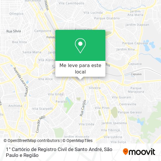 1° Cartório de Registro Civil de Santo André mapa