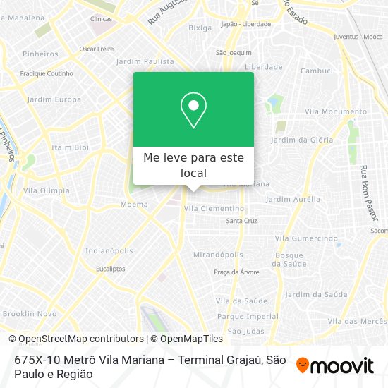 675X-10 Metrô Vila Mariana – Terminal Grajaú mapa
