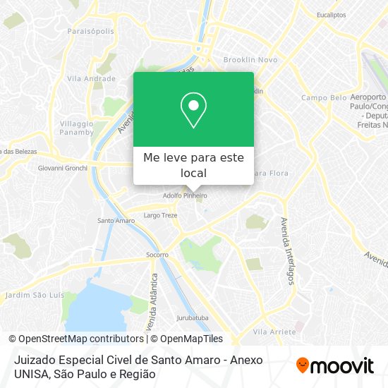 Juizado Especial Civel de Santo Amaro - Anexo UNISA mapa